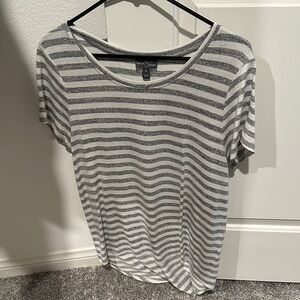 Market & Spruce Gray and White Striped Tee